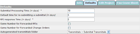 Default Processing Times